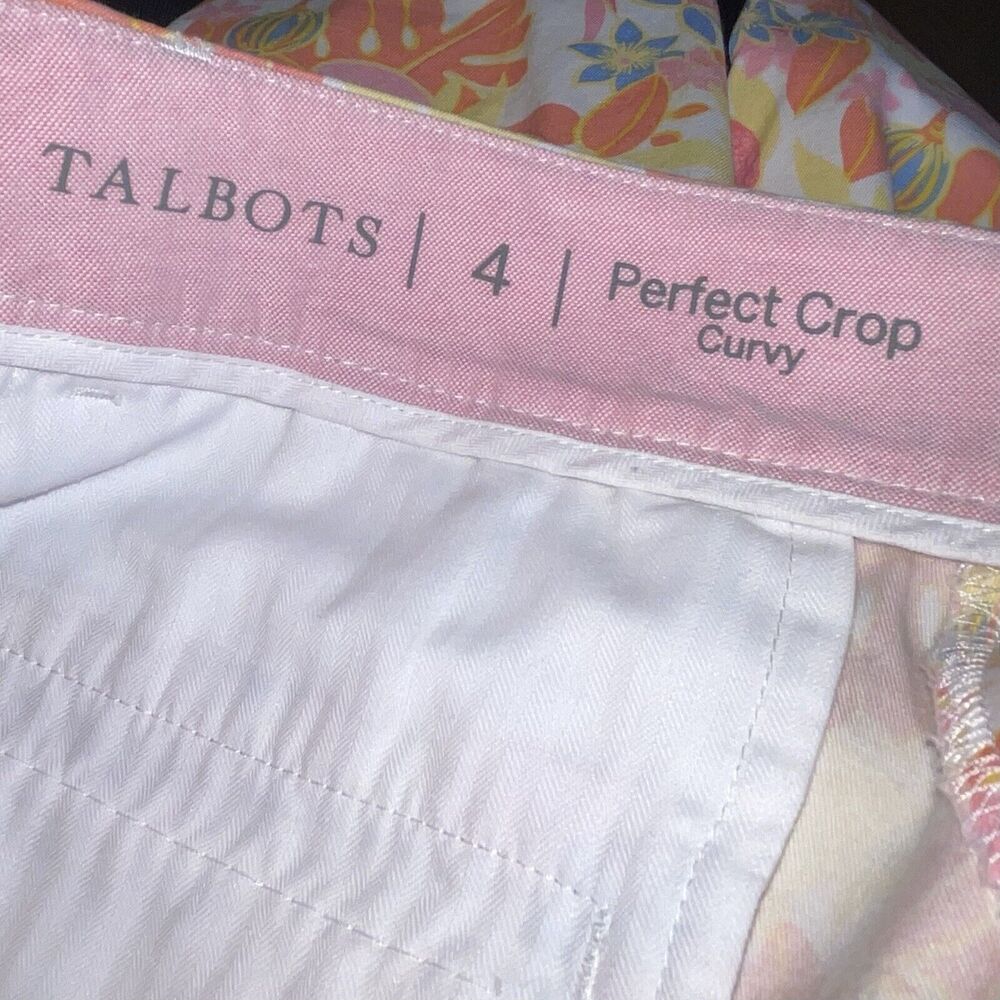 Talbots Perfect Crop Curvy Pants Pineapple Tropical - Picture 7 of 9